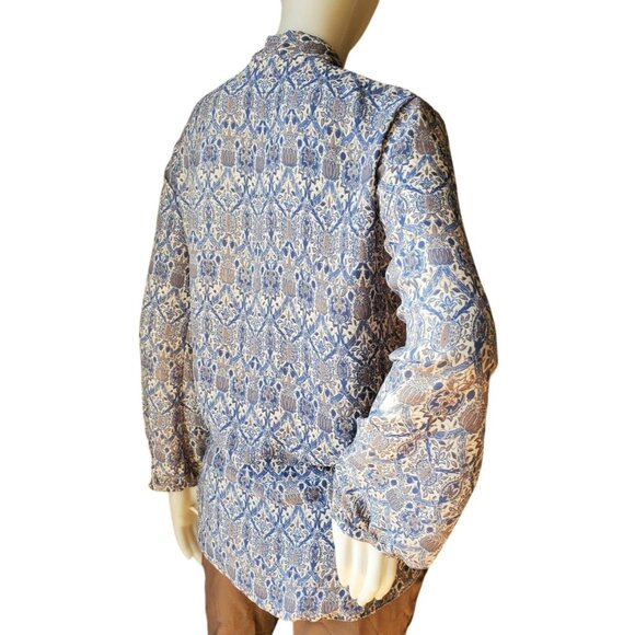 Max Studio XS High-low Blouse Long Sleeve Shirt V-neck Lightweight Relaxed Boho - Picture 8 of 11